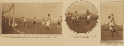 871009 Collage van 3 foto's betreffende de voetbalwedstrijd tussen de Utrechtse clubs Hercules en Kampong; Hercules won ...
